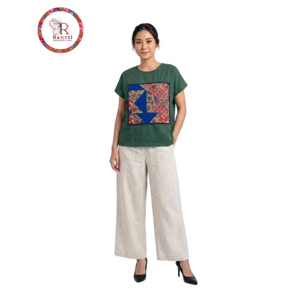 Tara Top Hijau - Atasan Batik Simple - Batik Wanita Elegan - Batik Modern