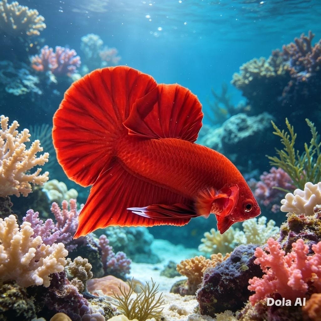 Ikan Cupang Plakat Super Red Jantan - Warna Merah Solid, Bentuk Ekor Indah, Ukuran Medium