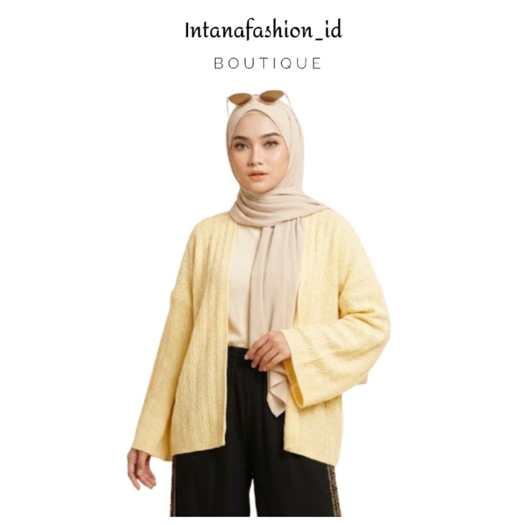 [Intana Fashion] Nikanami Cardy Lengan Panjang Outer Rajut Kardigan Cable Cringkle Zigzag Cardigan T