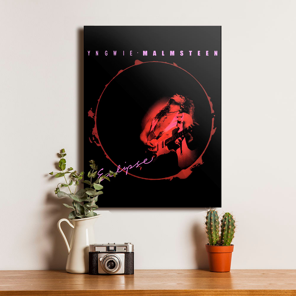 Poster Yngwie Malmsteen Eclipse Pajangan Dinding Dekorasi Bingkai Kayu Vintage