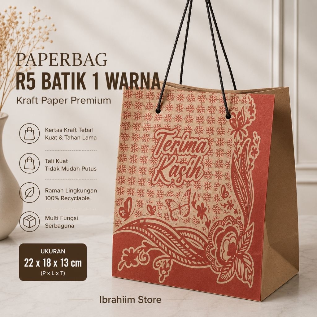 PAPERBAG R5 MOTIF BATIK  UK. 22x18X13 CM / TAS SOUVENIR BATIK R5 / TAS KERTAS TAS SOUVENIR BATIK MUR