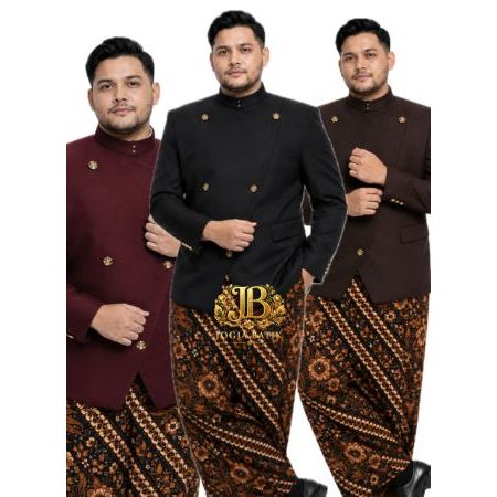 Beskap Solo Sikepan JUMBO Kualitas Bagus Hitam Navy Mahogany (warna tulis di keterangan)