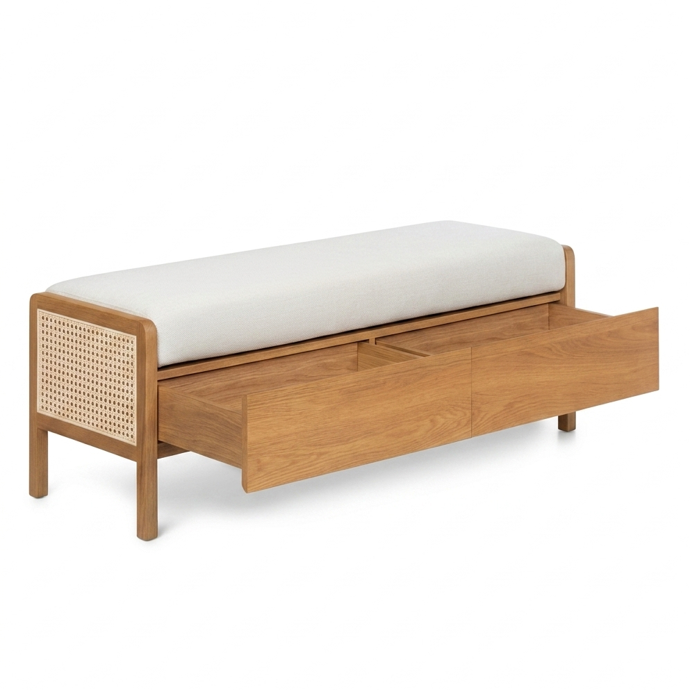 Sofa Bench Kursi Minimalis Kayu Jati Storage Bangku Tunggu Panjang Rotan Retro Custom