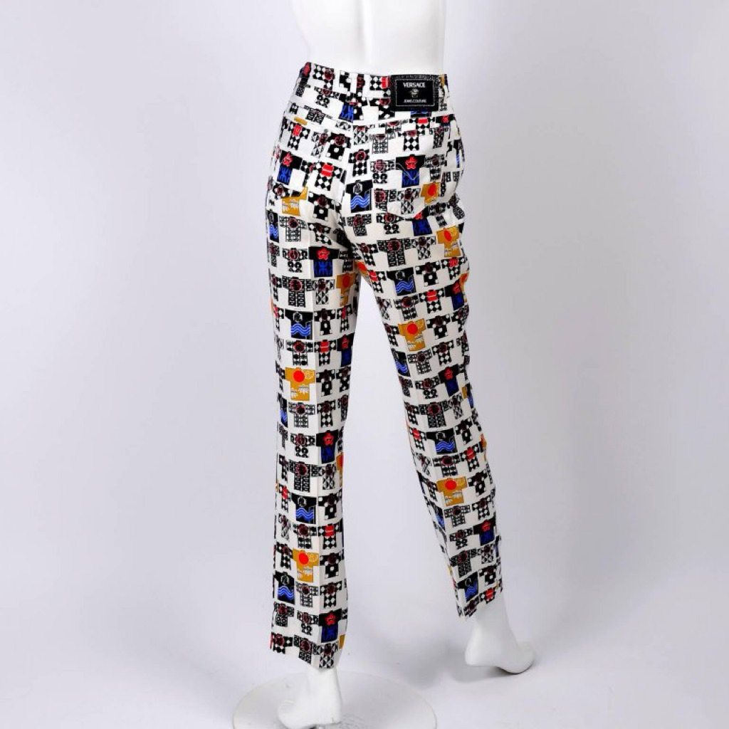 Versace Jeans Couture Rayon Kimono Novelty Print High Waist Pants