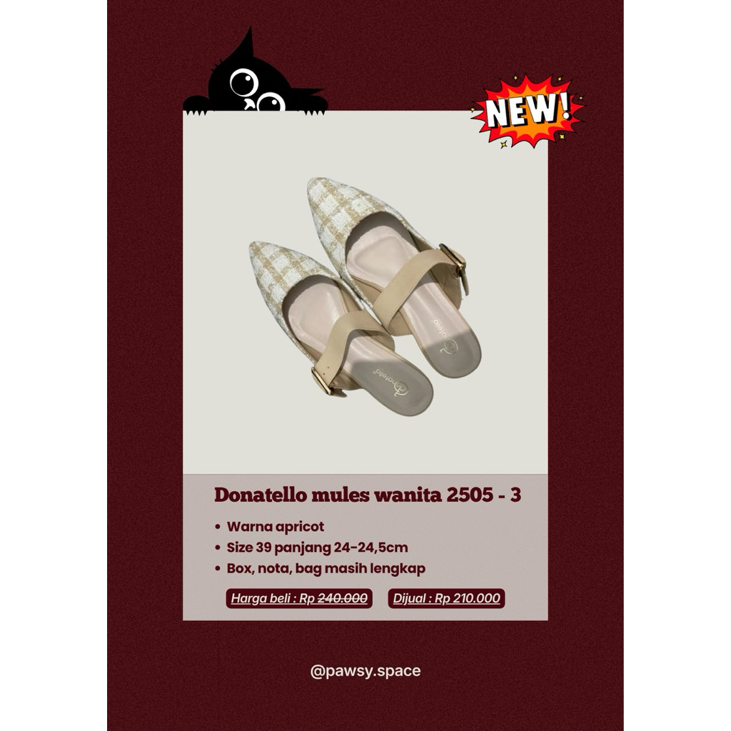 Donatello Sendal / Mules Wanita C2505030 — Apricot