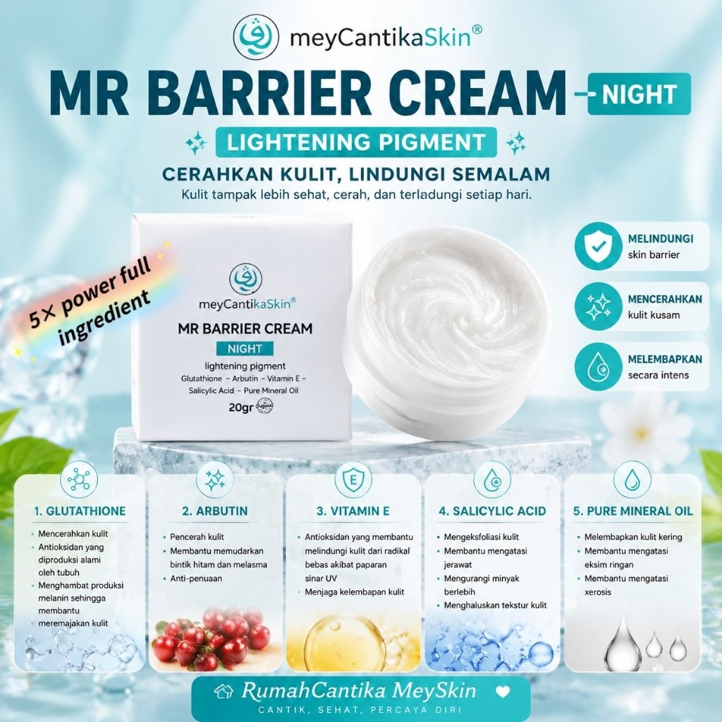 Night Cream Whitening MR BARRIER up glow  #WhiteningCreamShopee #KulitPutihBersinar #AtasiJerawatFle