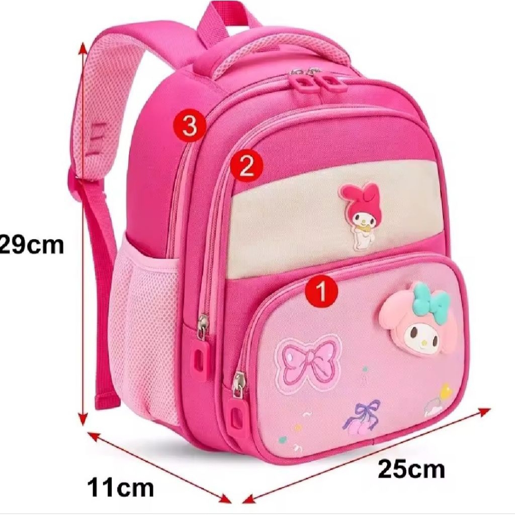 TAS SEKOLAH IMPOR CINAMOROL KUROMI MELODI ZIZE KECIL