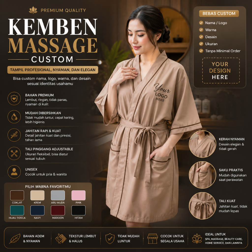 Kemben Spa Facial Salon Kemben Salon Kecantikan Bahan Satin Kemben Klinik Kecantikan Kemben Spa Panj