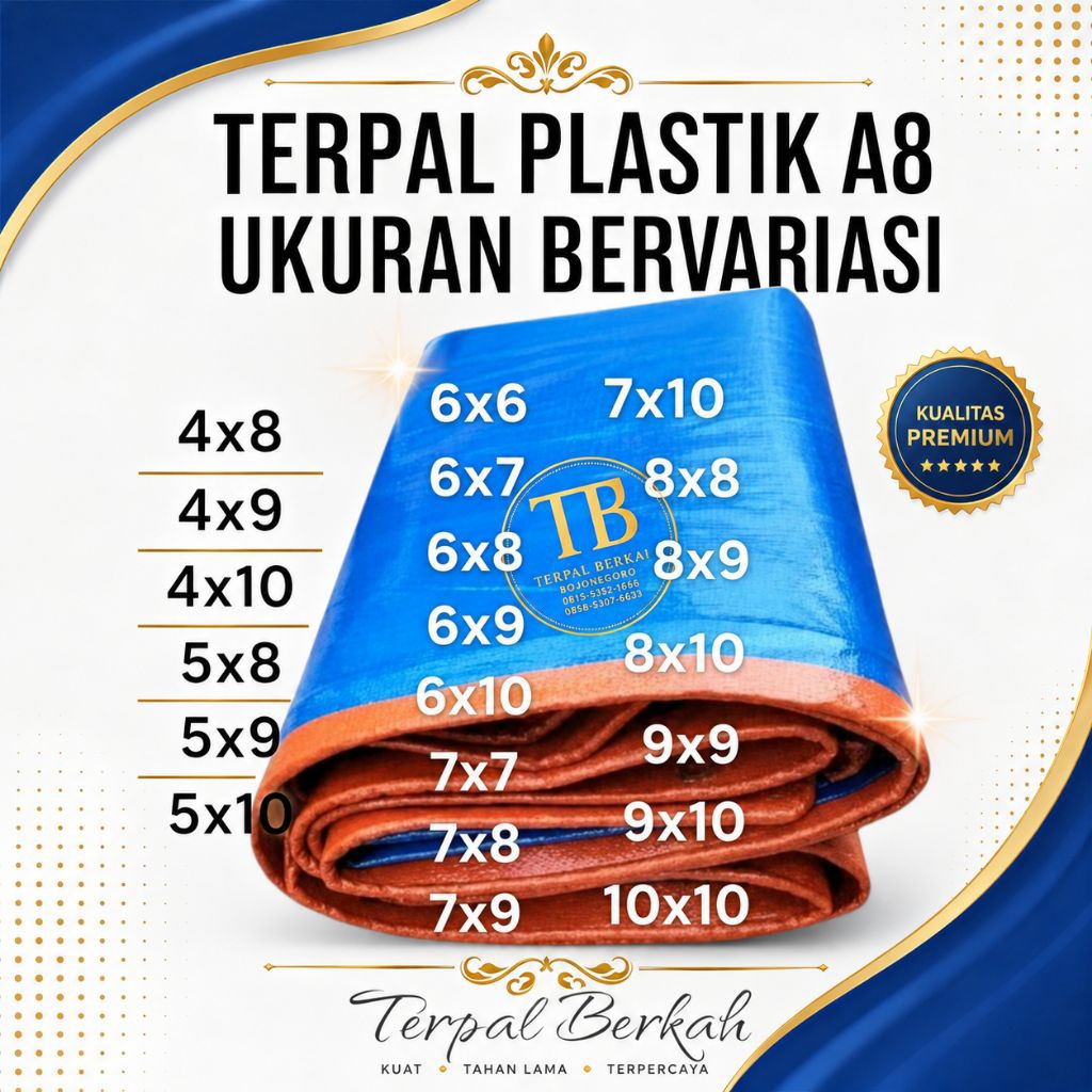 Terpal Plastik Lembaran Tebal A8 Terpal Truk Jemuran Ukuran Bervariasi