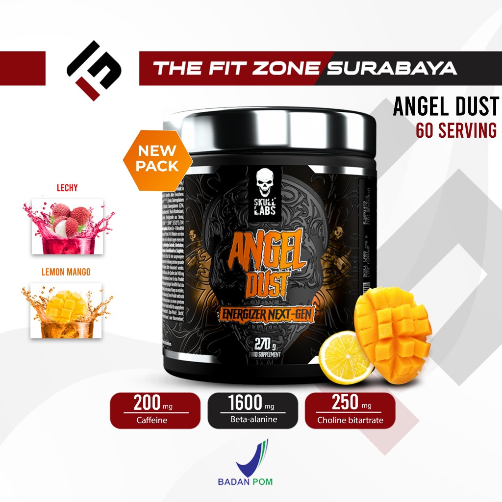 Angel Dust Pre Workout 60 Servings - Suplemen Fitness Energi Tinggi Fokus Tajam Power Pump Maksimal 