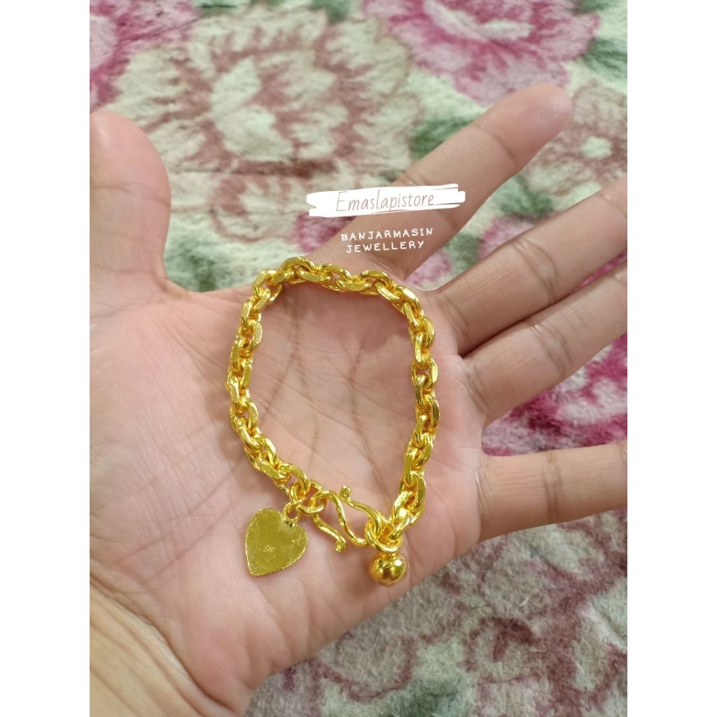Gelang Medium Rantai Belitung Lapis Emas 999 Banjar
