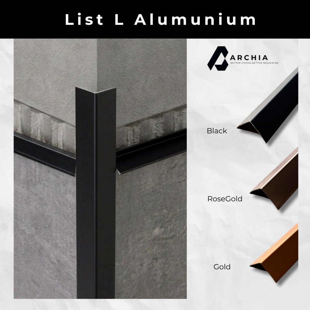 Siku Aluminium L Premium Tebal List Aluminium Serbaguna | Lis Aluminium Siku Untuk Pinggir Keramik F