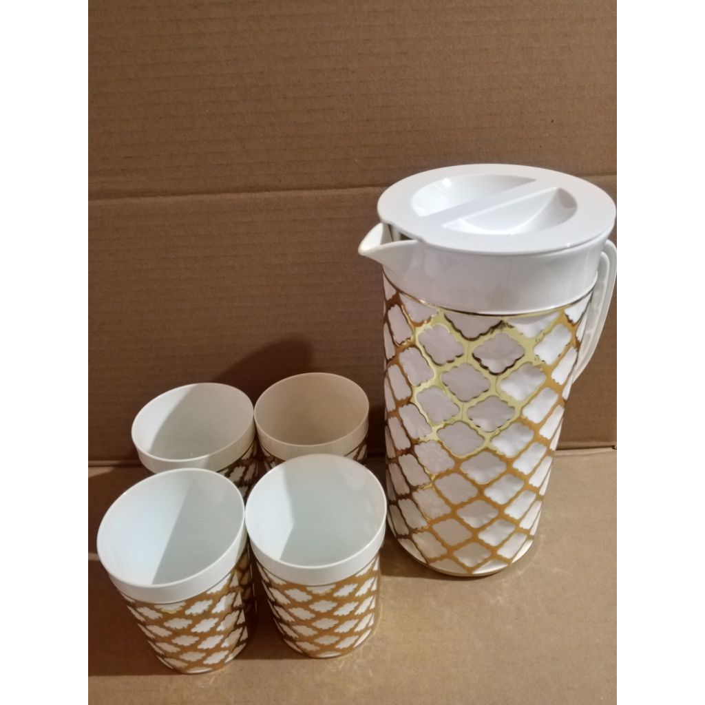 Teko air set 5 in 1 plastik / teko set elegant+gelas/ teko mewah set estetik