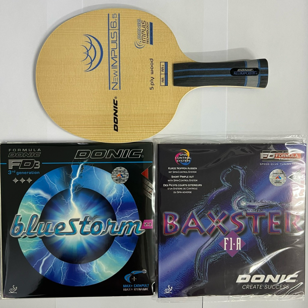 Paket Bat Pingpong Donic New Impuls 6.5 plus karet bintik serang Set