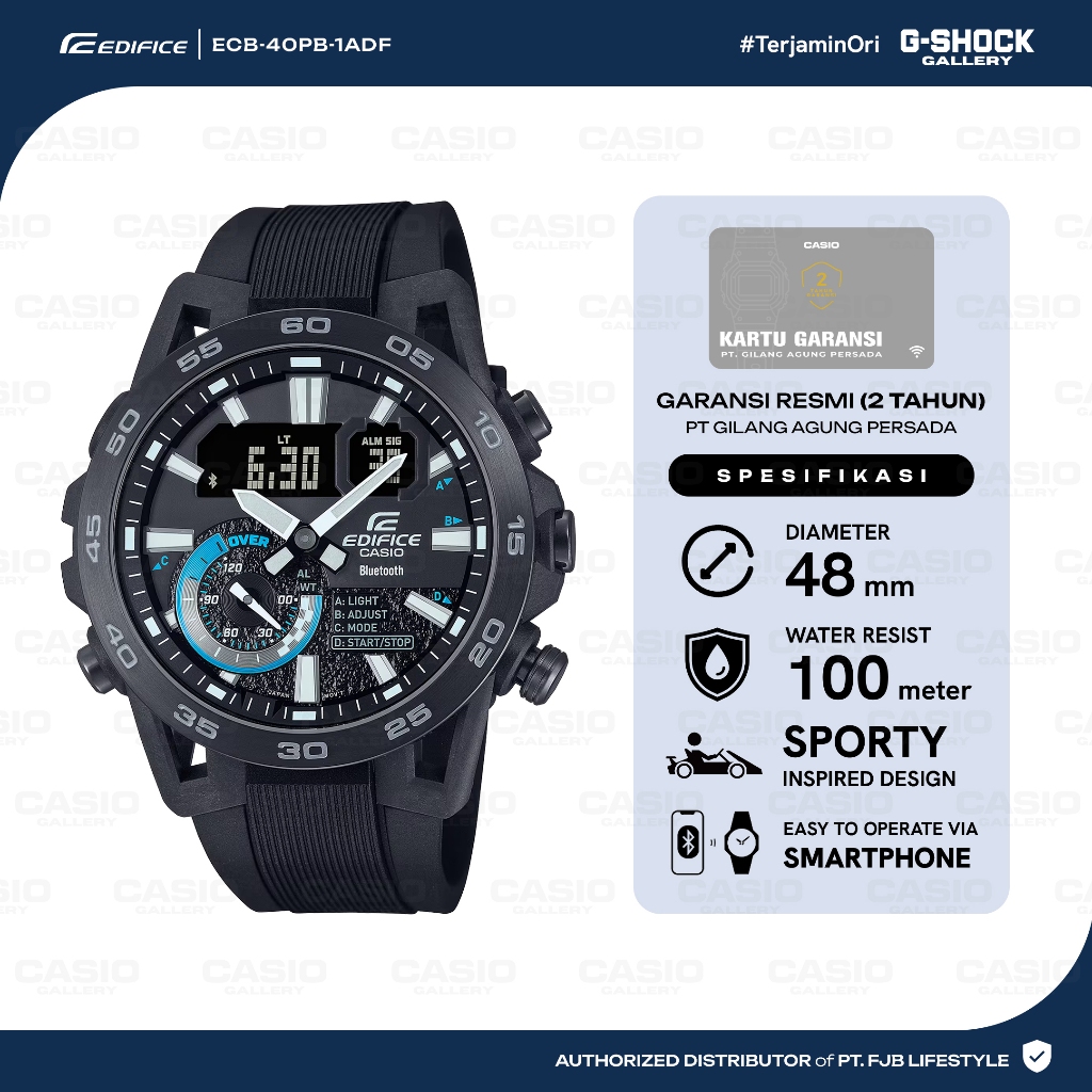 Jam Tangan Pria Casio Edifice ECB-40PB-1ADF Original Analog Digital