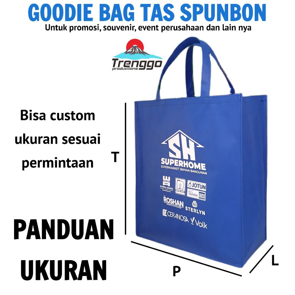 JUMBO 40×45 GOODIE BAG TAS SPUNBOND CUSTOM UKURAN SABLON WARNA