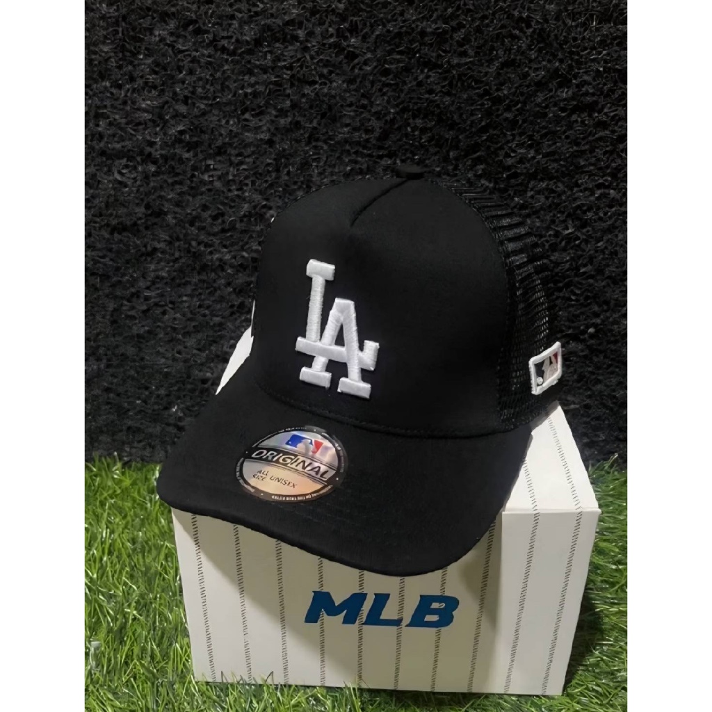 TOPI BASEBALL MLB LA TRUCKER ORIGINAL BLACK CAPS / TOPI JARING PRIA WANITA / BEST SELLER