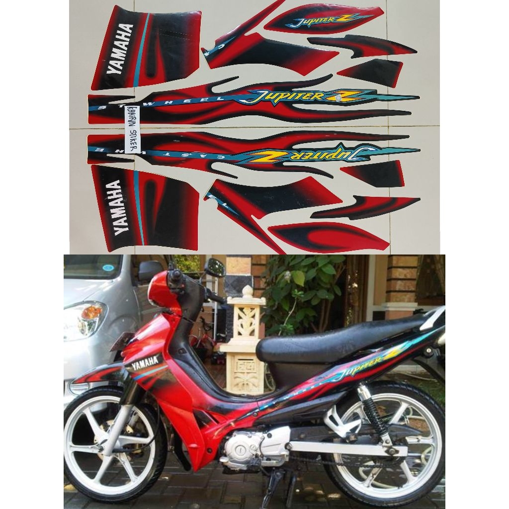 striping stiker polet Lisebody Jupiter z 2005 cw hitam merah merk AJS termurah tahan pernis clear la