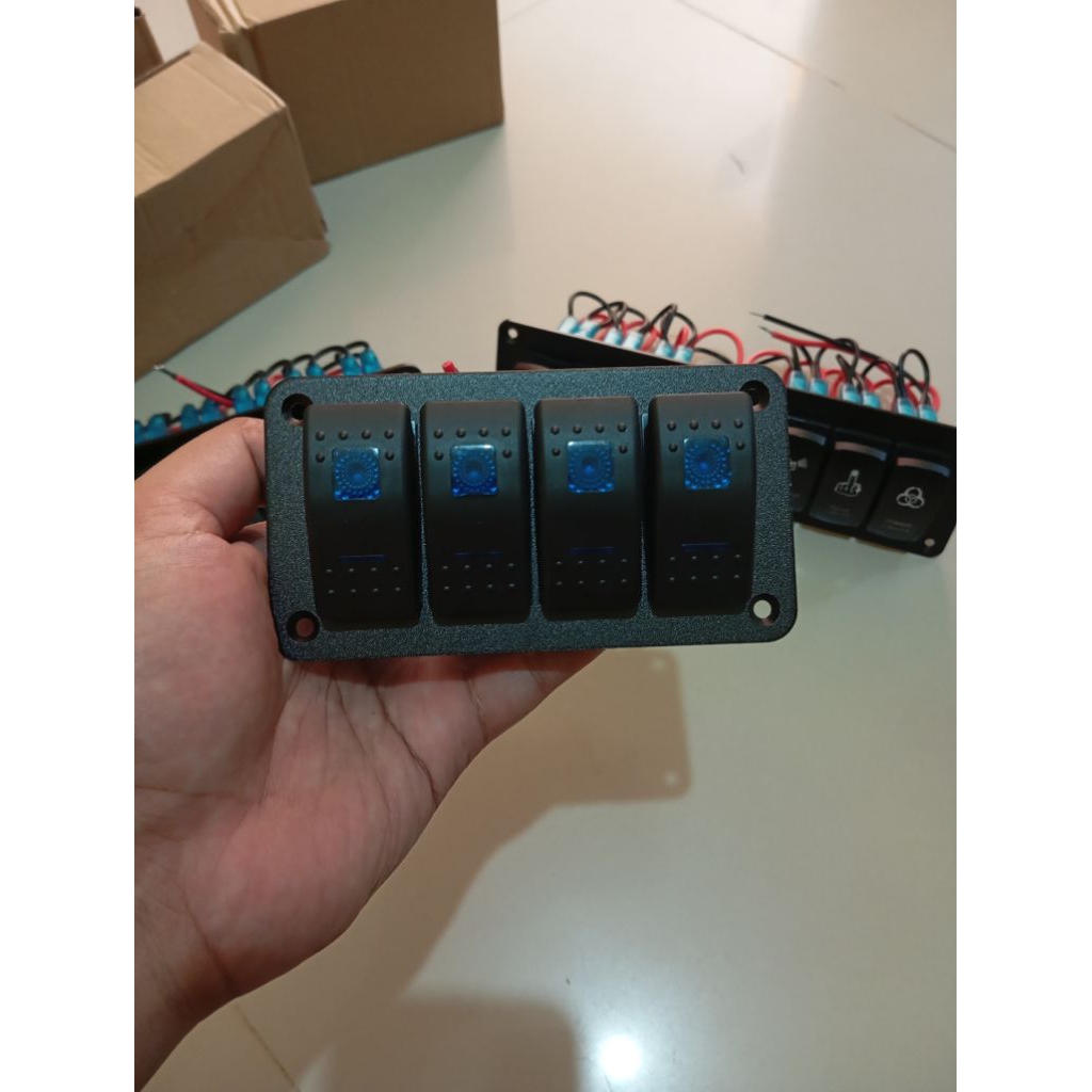 Saklar Foglamp 4 Tombol | Sakelar Billed Mobil Motor 4 Gang Universal Led Biru | Saklar Biled | Sakl