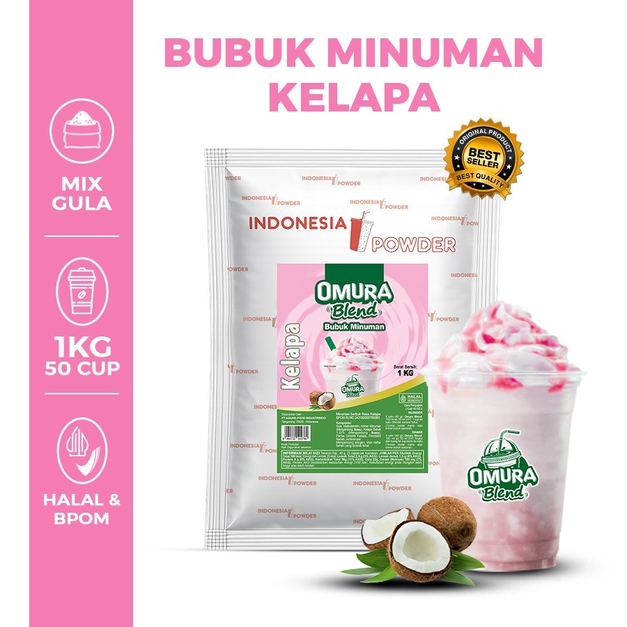 Bubuk Minuman Premium Rasa Kelapa / Es Doger 1 Kg HALAL & BPOM Blend Powder Drink Omura Powder