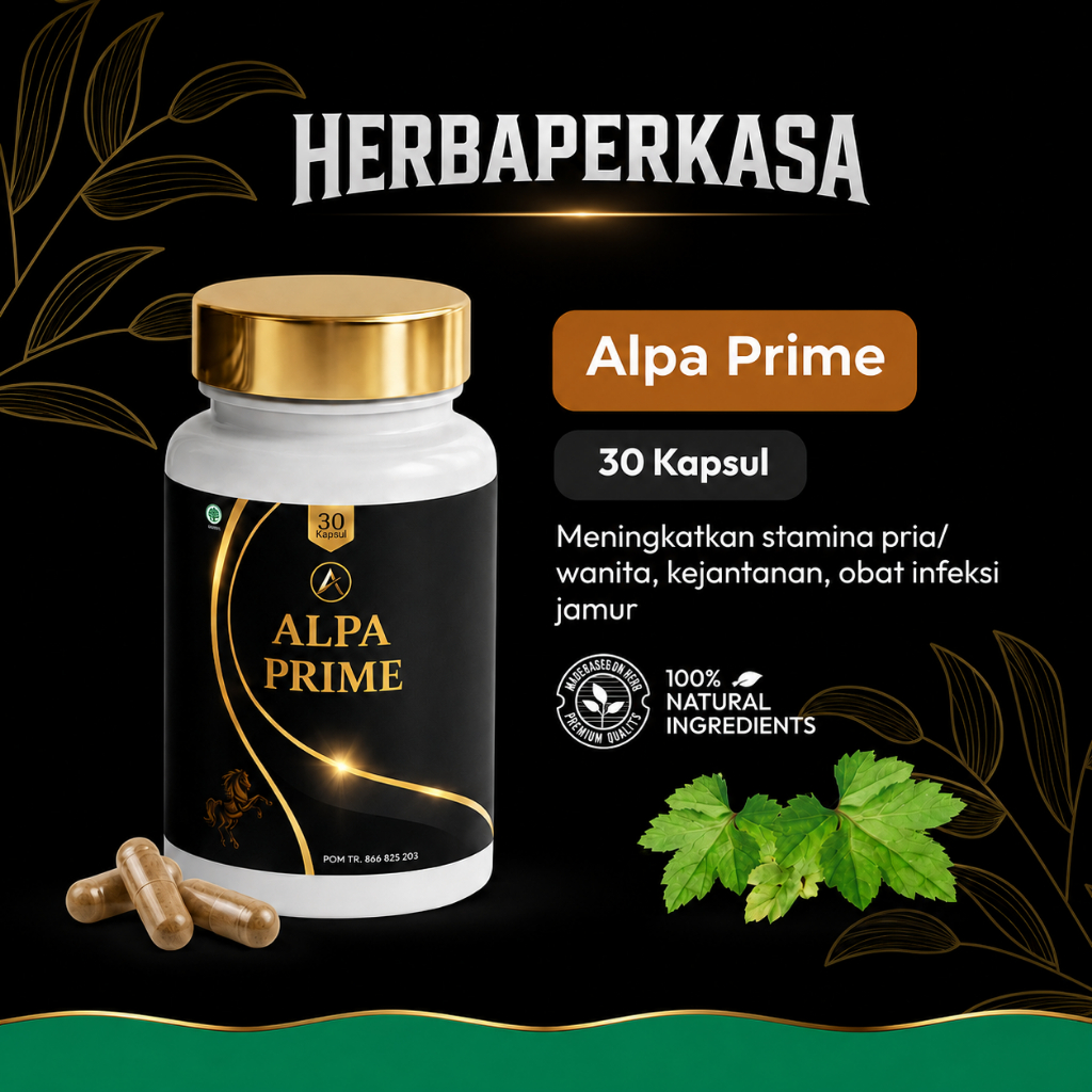 ALPA PRIME Kapsul Stamina Pria Dewasa 30 Kapsul | Suplemen Herbal Energi & Vitalitas Pria