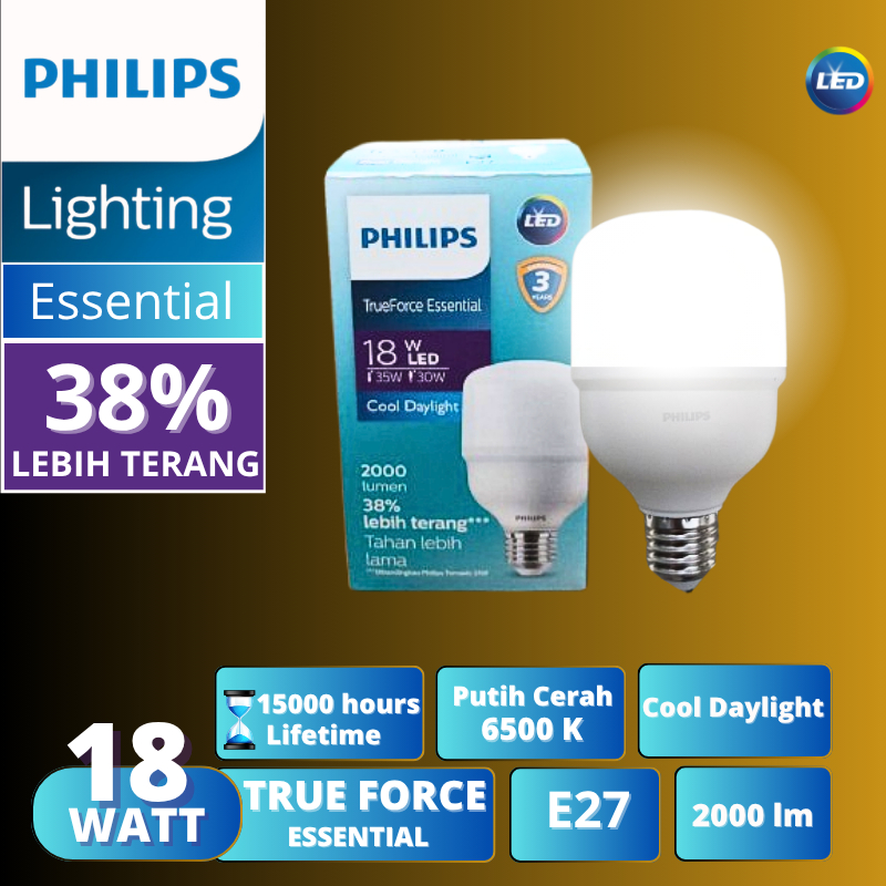 LAMPU PHILIPS LED 18 WATT KAPSUL PHILIPS T-FORCE ESSENTIAL E27 PUTIH