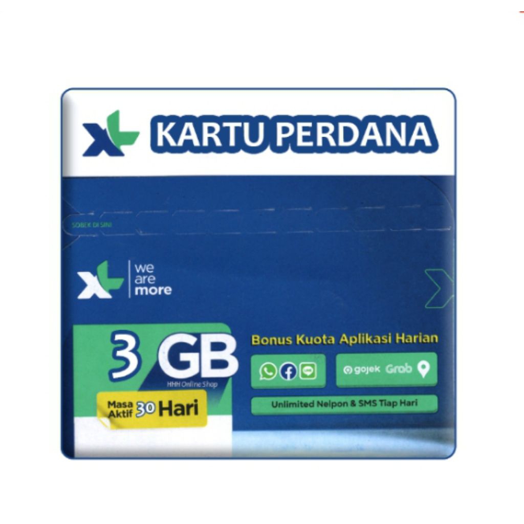 Kartu Perdana XL 3GB 30 Hari, siap pakai