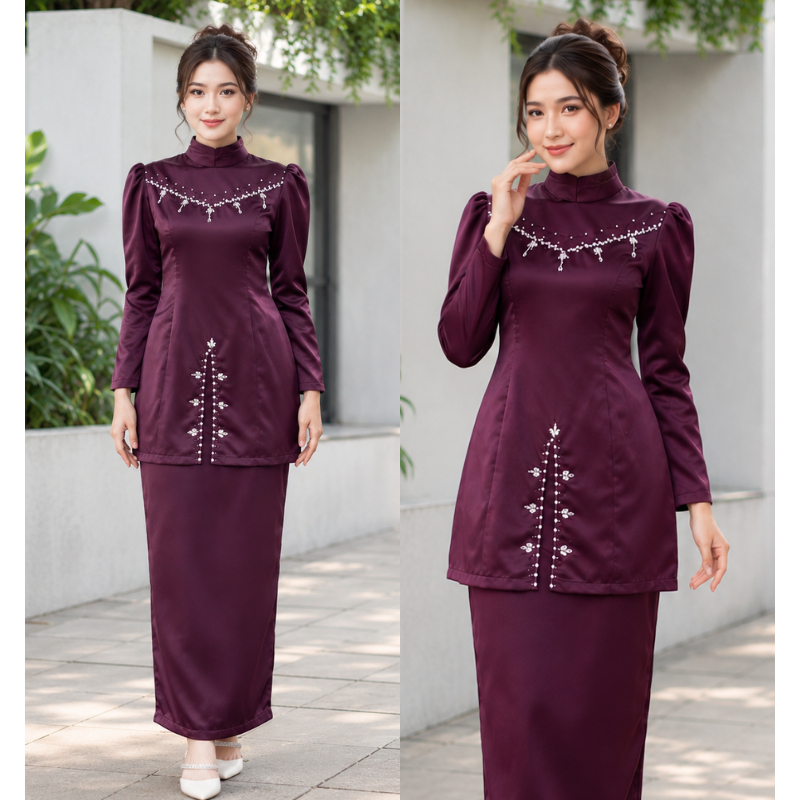 Oneset Baju Kurung Melayu Malaysia Dress Pesta Setelan Baju Kondangan Kekinian Full Payet Baju Wisud