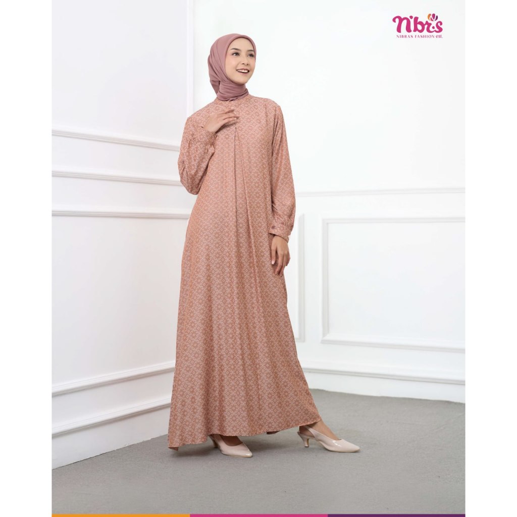 Nibras Gamis Motif  Simple Dress Kondangan Wanita Bahan Jacquard Rayon - Selaras 026