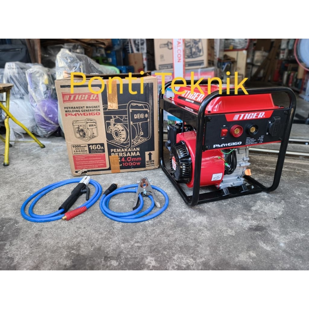 Mesin genset las TIGER 1.000W 160 Ampere plus kabel  dan tang las