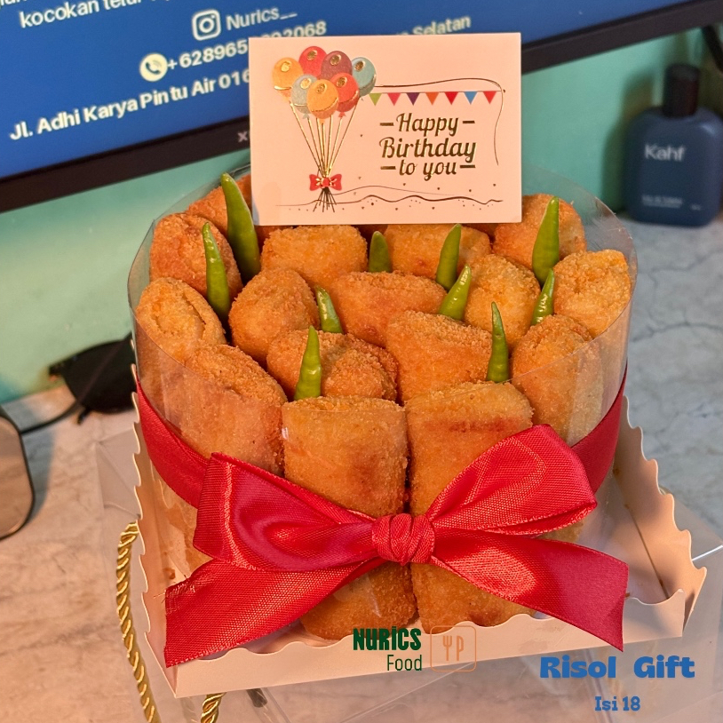 Risol Gift Box Hamper | Risol Mayo, Ayam Sayur, Sosis Solo, Bolognese Bouquet Kado Unik | Isi 18 | N