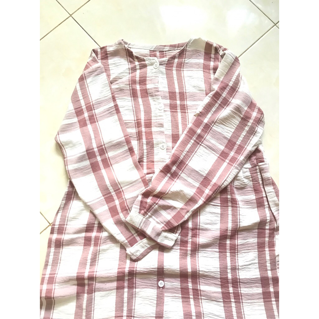 preloved gamis pink putih moyaswear