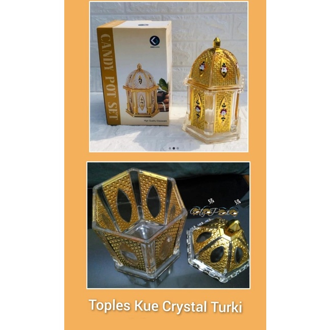 TOPLES KUE KACA CANDY POT SET TOPLES KUE CRYSTAL TRUKI MEWAH