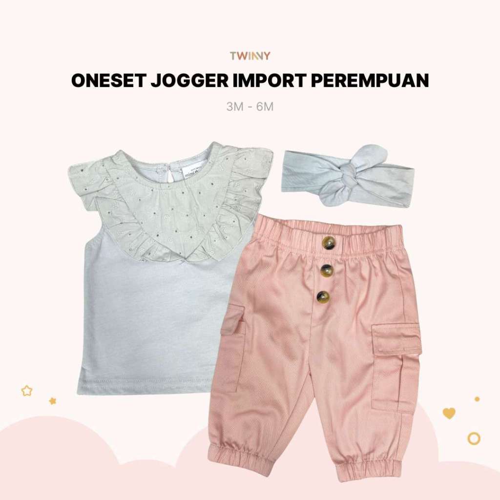 TWINNY KIDS - Pakaian Baju Set Oneset Jogger Import Anak Perempuan