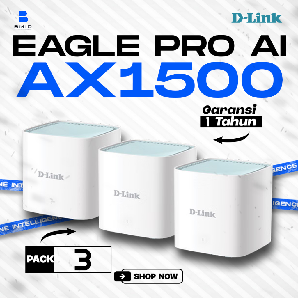 D-Link EAGLE PRO AI AX1500 Mesh WiFi 6 M15 Router Dual Band Gigabit WPA3 Mesh System Murah Stabil Ru