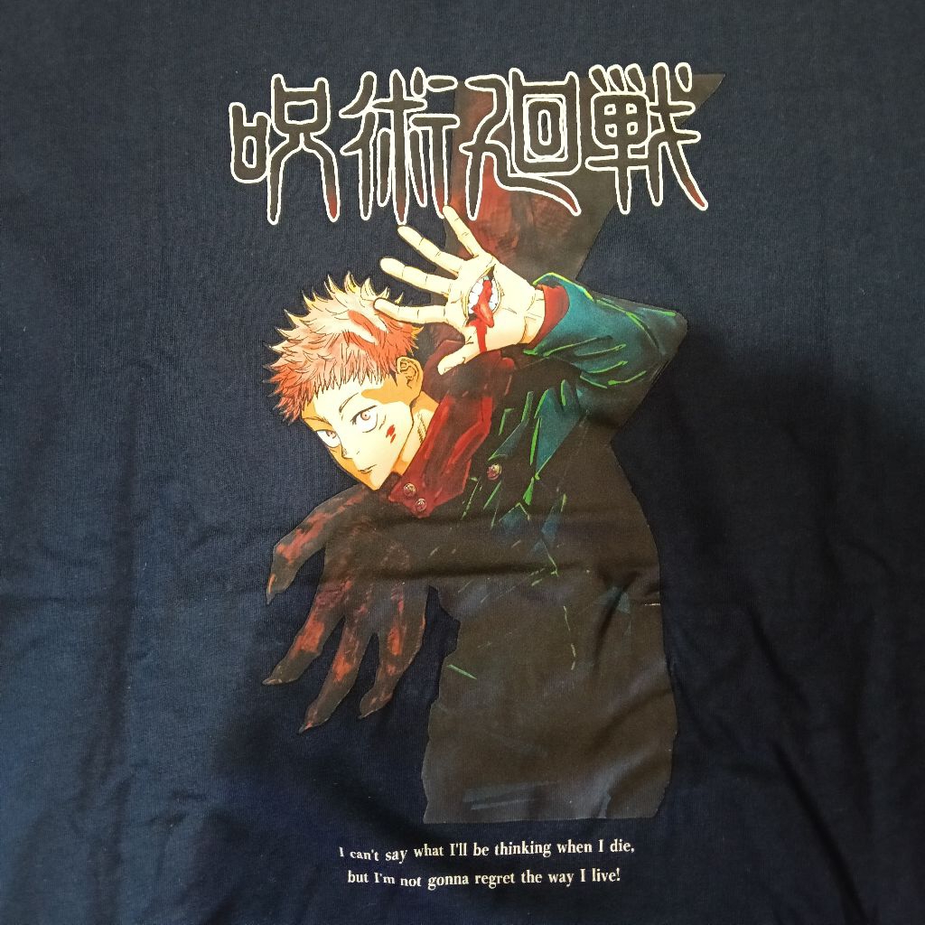UNIQLO x Jujutsu Kaisen Anime Print Graphic Official Merch Blue Navy Biru T-shirt PRELOVED