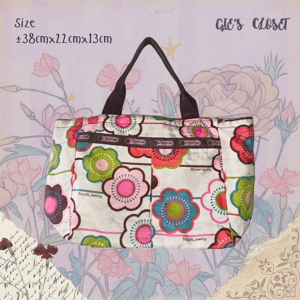[SALE] Lesportsac Le Sportsac Lespo Hand Bag Flower Spring Made in USA Preloved pl branded original 