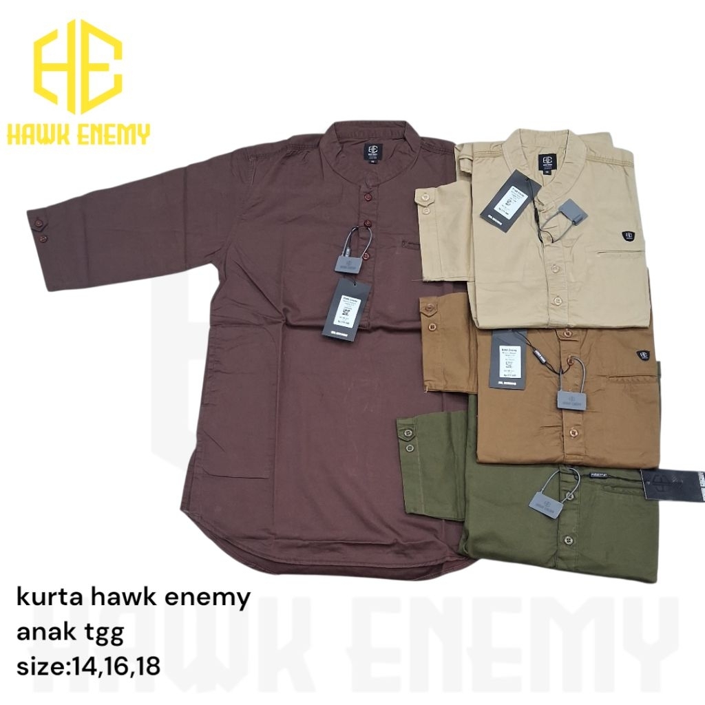 kurta hawk enemy 3/4 baju muslim anak tangung
