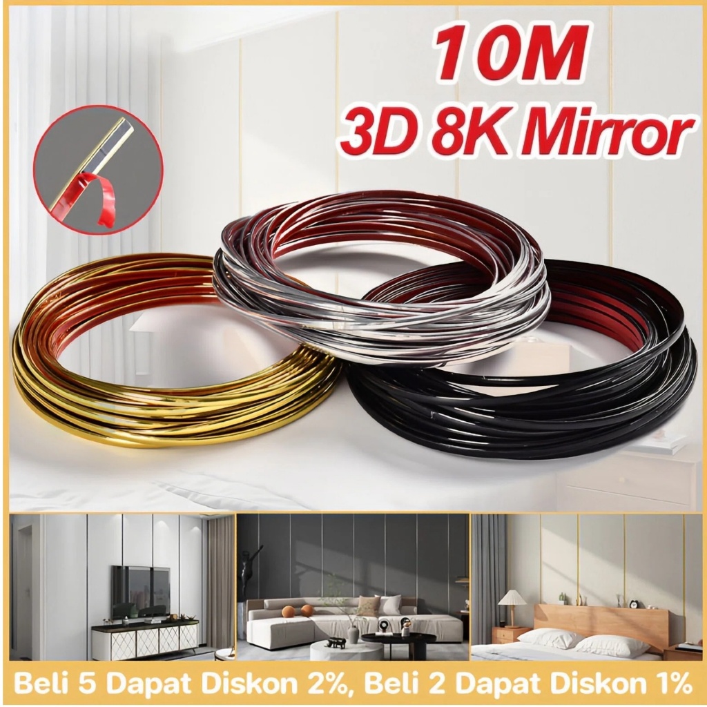 10M List Plat Strip Mirror Gold Silver List Plat Strip Hairline List Plat Strip Hairline StickerStik