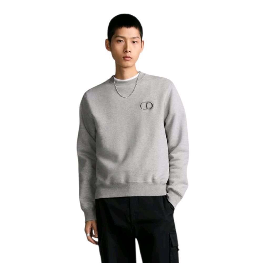 Damen Herren Sweatshirt Cotton Patch Logo Long Sleeve Gray OROR