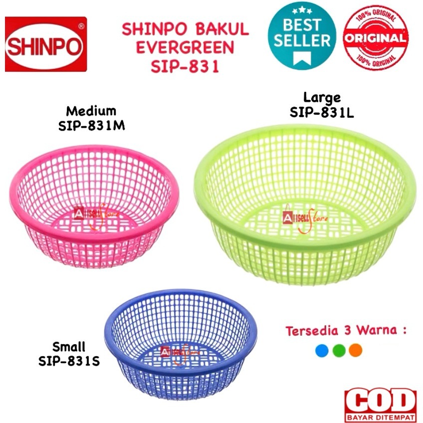 (BISA COD) PROMO Shinpo Bakul / Keranjang Baskom Saringan Sayur / Bakul Bulat Buah Plastik Murah SER