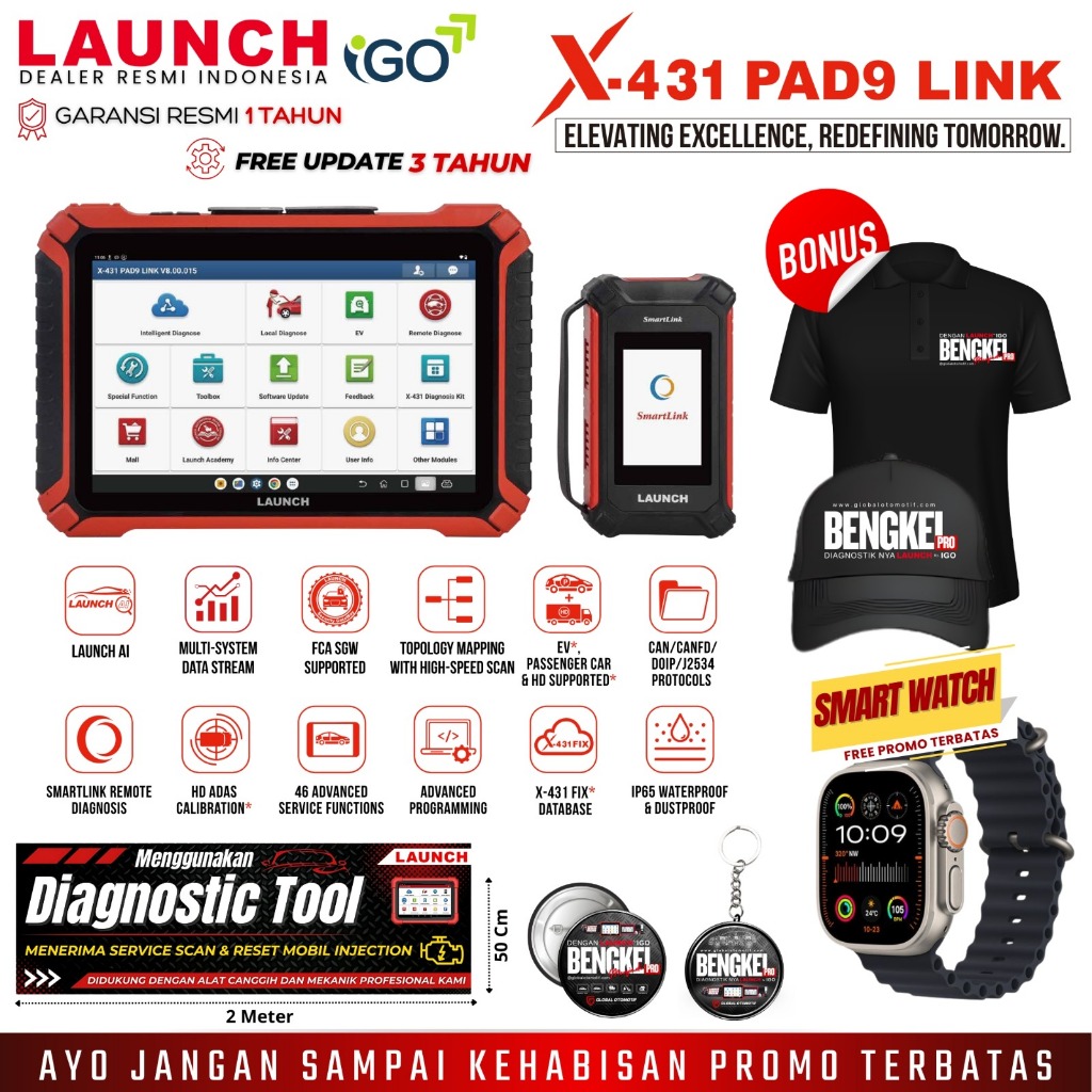 Scanner Mobil Universal LAUNCH PAD9 Scanner Mobil Diagnosis Terunggul dan Terbaik