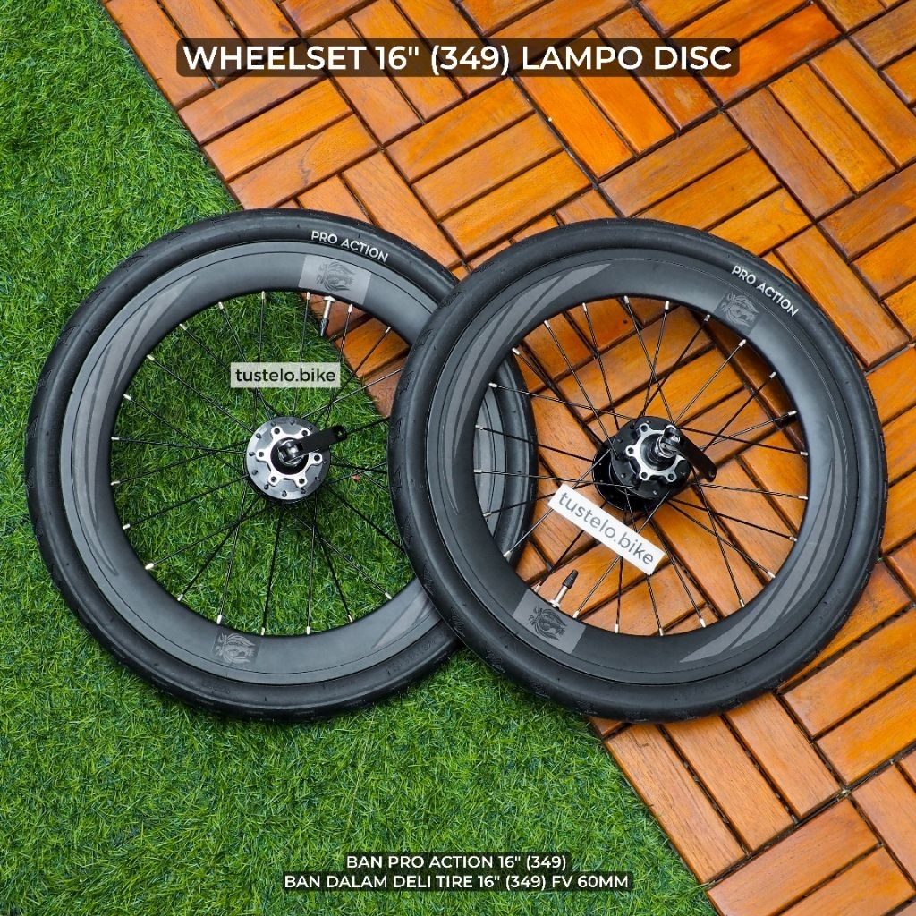 Wheelset 16" (349) Lampo Disc Alloy 40mm Fullset Ban Sepeda Lipat 16 Plus