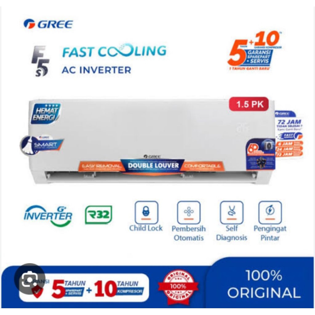 AC GREE INVERTER 1.5 PK GWC12F5S AC SPLIT GREE INVERTER