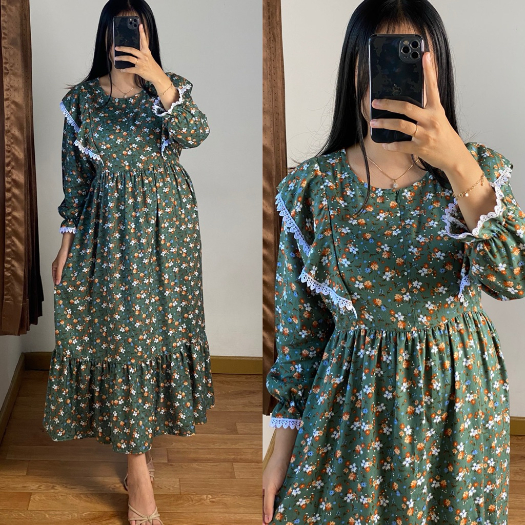 Affia Dress By ESC Bahan Rayon Diamond Adem Halus Dingin Bumil Busui Friendly