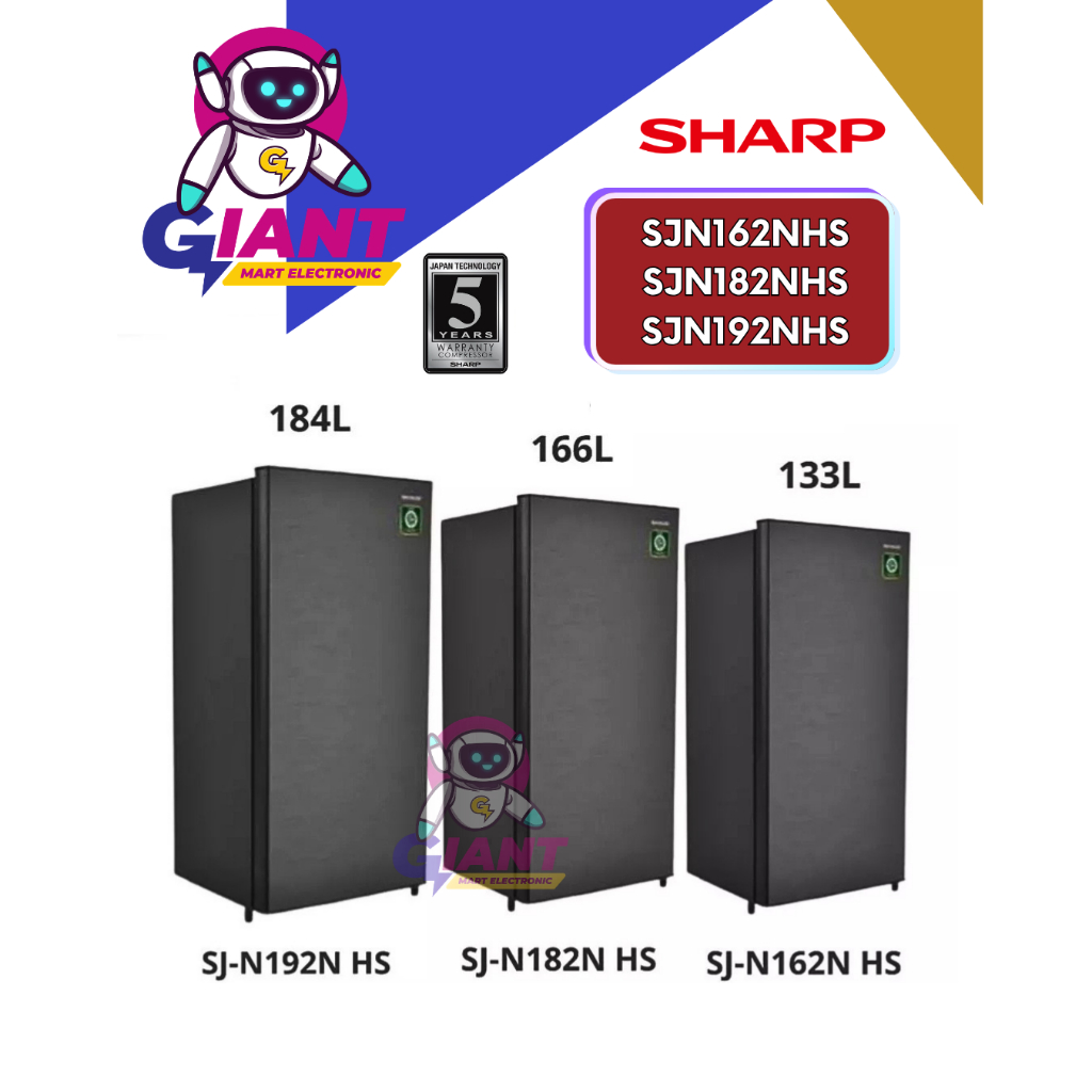 KULKAS 1 PINTU SHARP  SJN162NHS/SJN182NHS/SJN192NHS KIREI SERIES