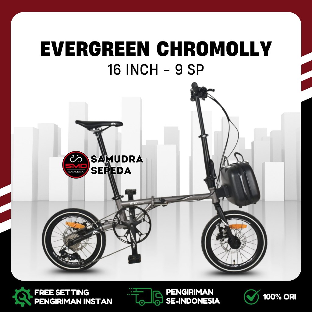 Sepeda Lipat Anak dan Dewasa 16 Avand Rearm Re Arm X 10 Speed // Evergreen Maximus Chromolly 9 Speed