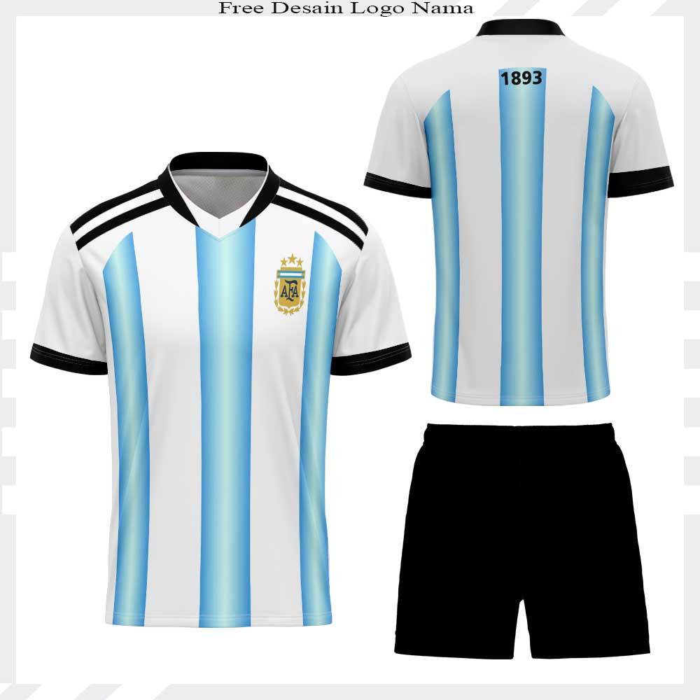 Baju Kaos Setelan Jersey Fantasy Argentina Fullprint - Jersey Contingent Argentina - Jersey Retro