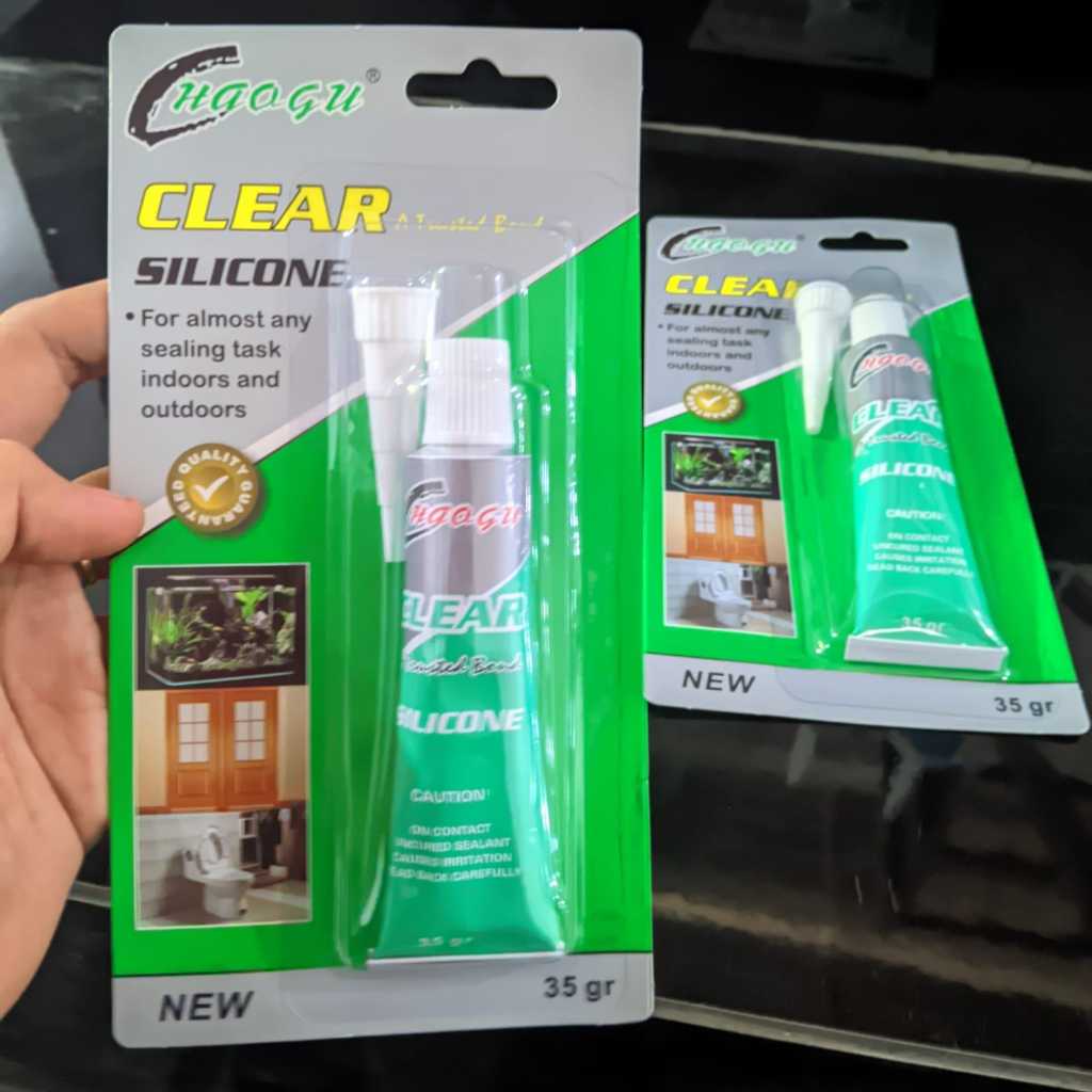 Lem Kaca / Lem Akuarium Sealant Handsome Clear 35gr - Tahan Panas, Rekat Kuat, Bening
