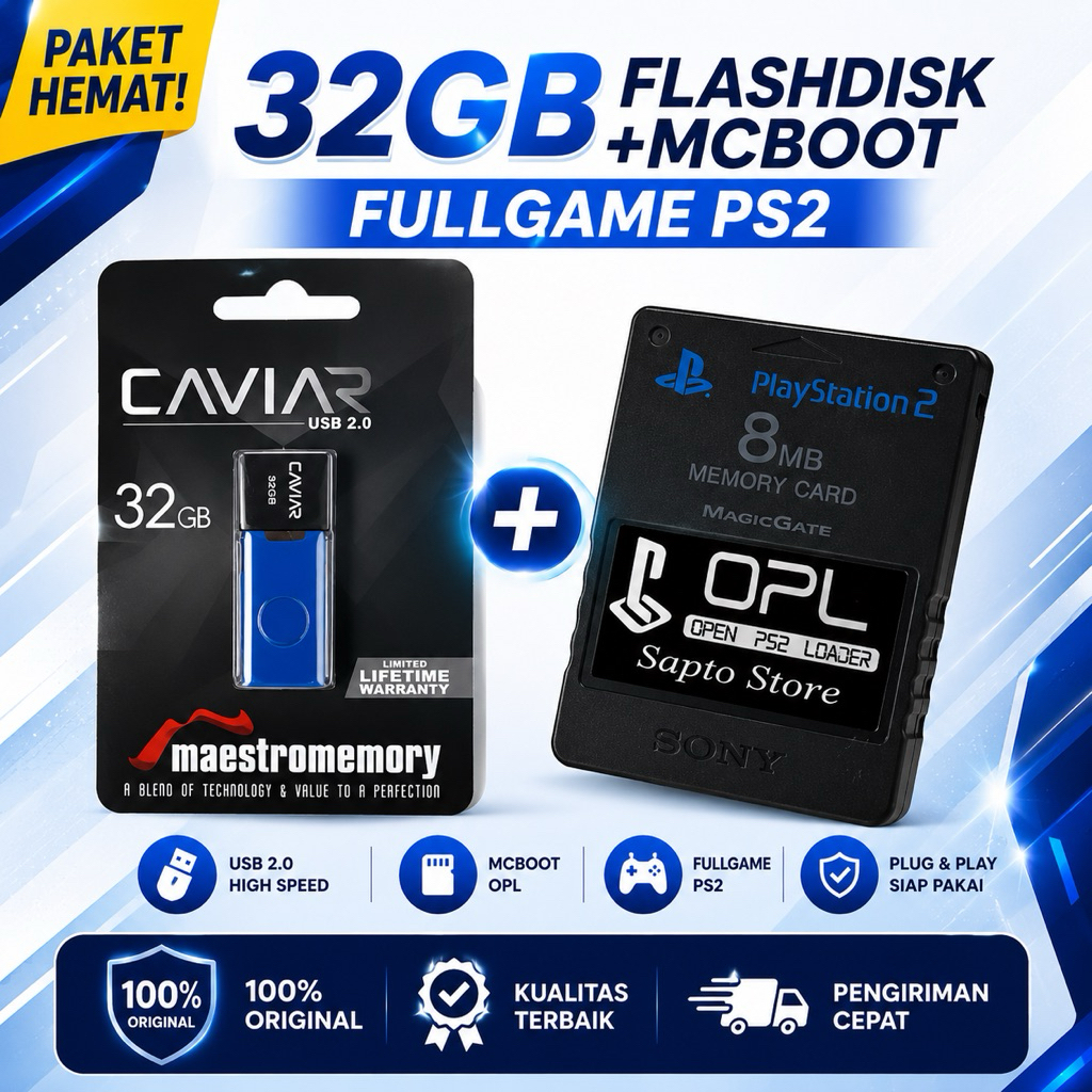 Paket Flashdisk 32GB + MCBOOT PS2 Full Game | Plug & Play